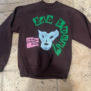 Brown and Green Crewneck Sweater with Bold Graphic unisex